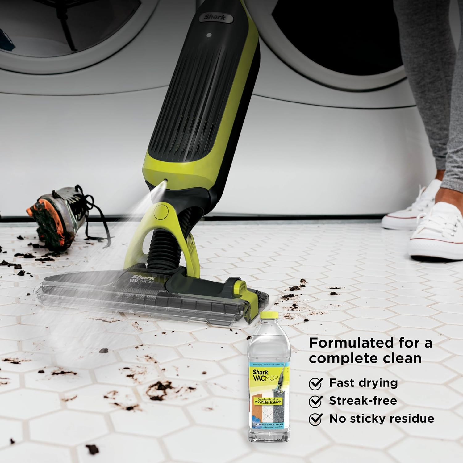 Shark VACMOP Cordless Vacuum & Spray Mop, Gray, VM180 | Hard Floor Cleaner