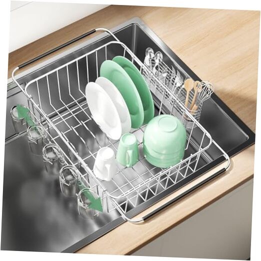 Fanbsy Dish Drying Rack in Medium with Cup Holder – 14.96×11.02×5.35 Inches