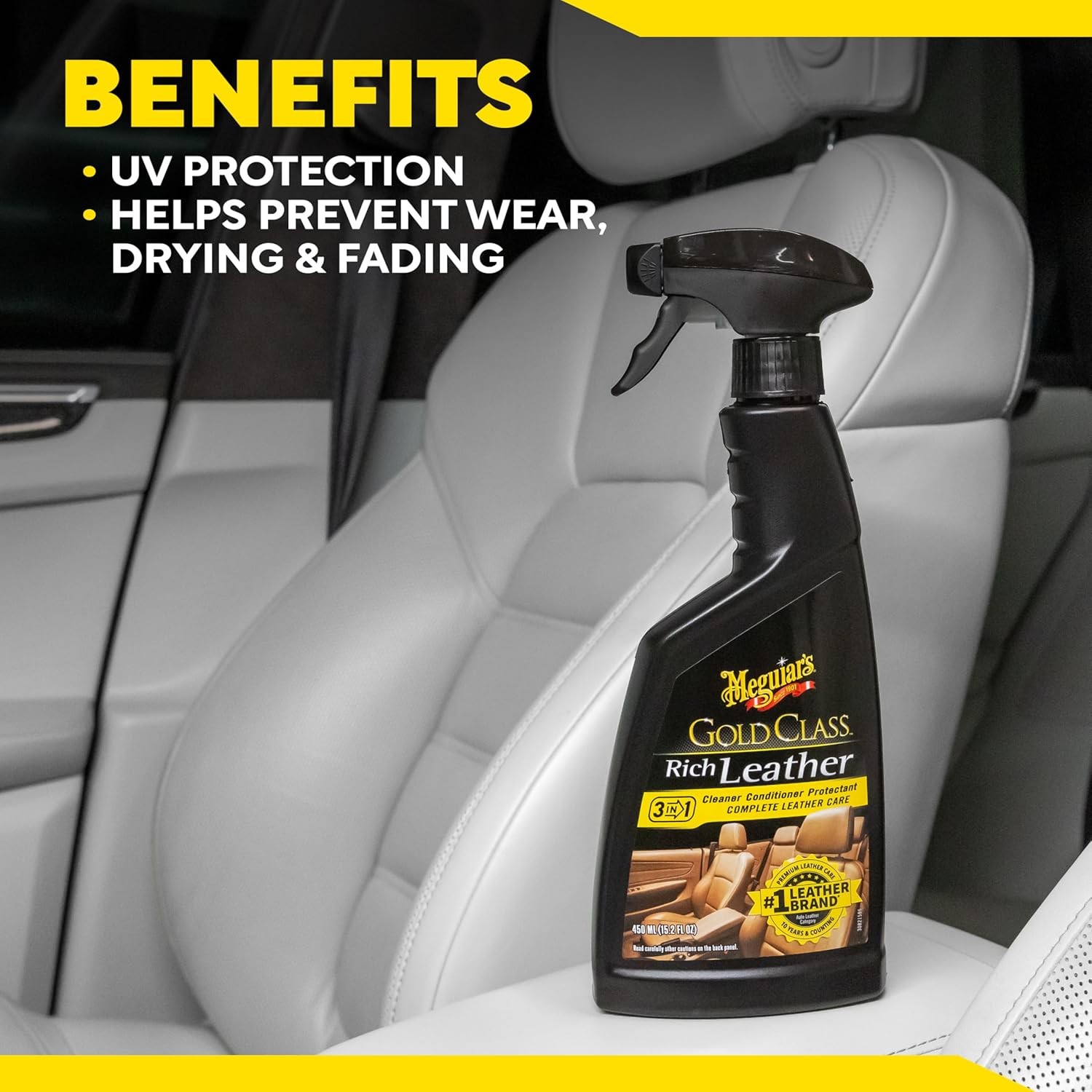 Meguiar’s Gold Class Rich Leather 3-in-1 Spray, 15.2 oz, 2 Packs