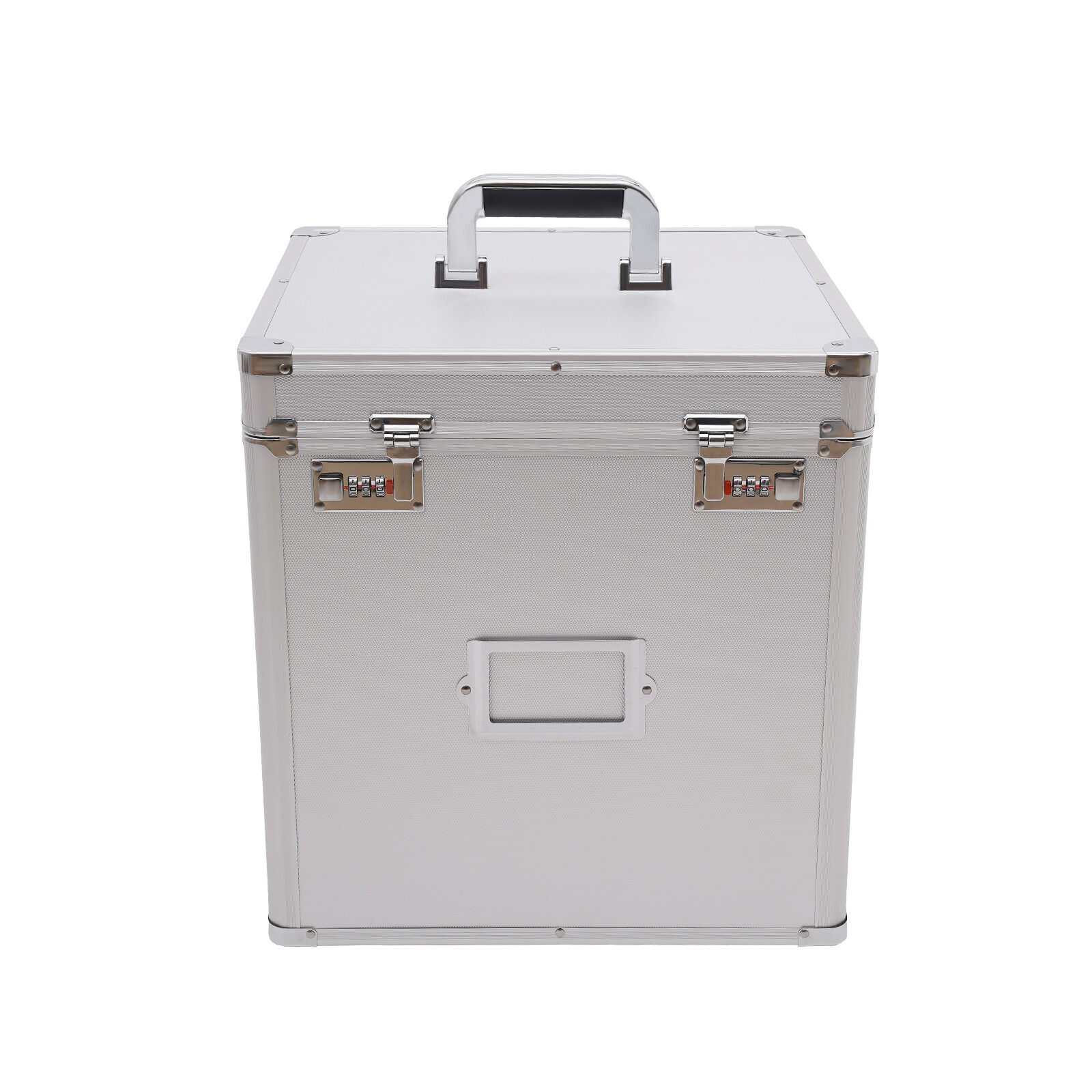Tabletop Record Vinyl Carry Case Storage Box Locking with 50 Vinyl Record Silver