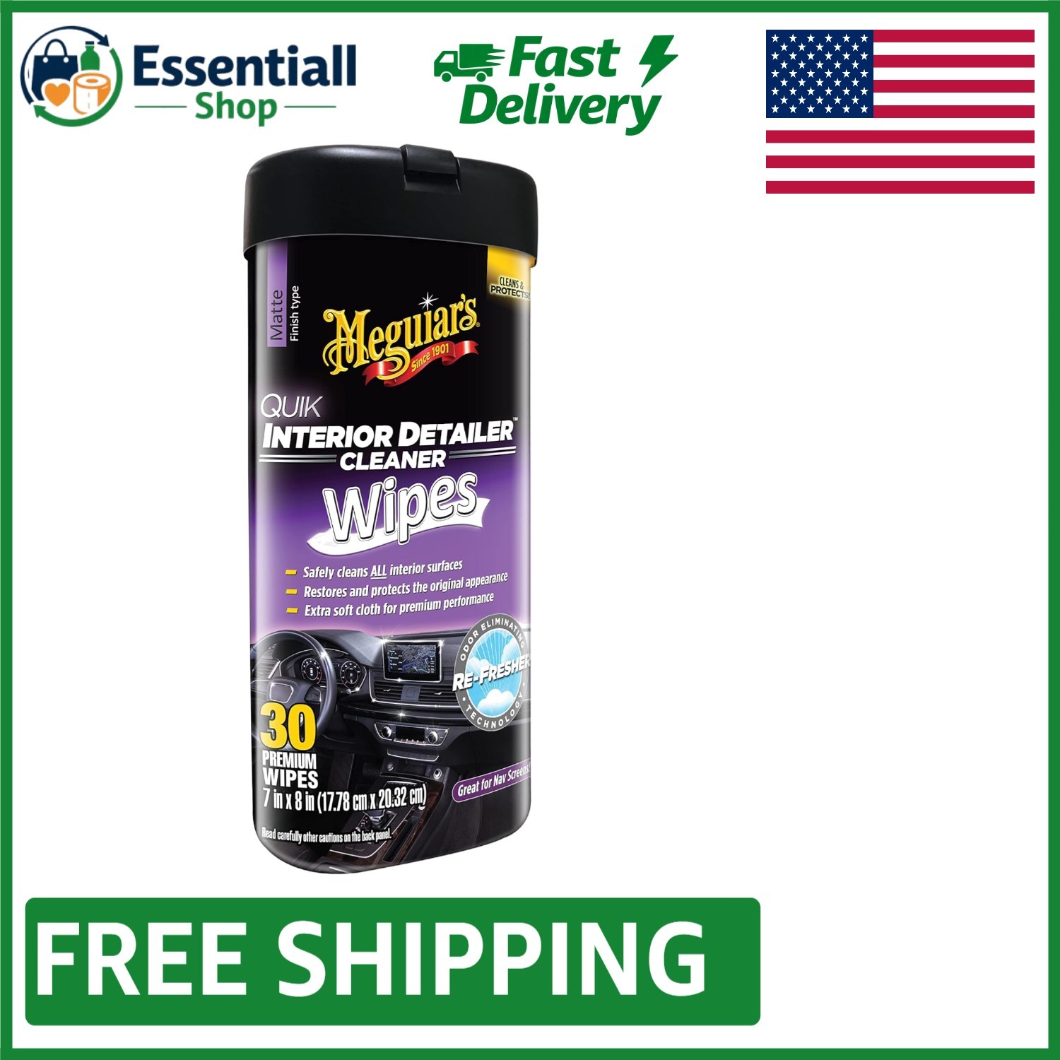 Meguiar’s Quik Interior Detailer Wipes – Ultimate 30 Count All Surface Solution