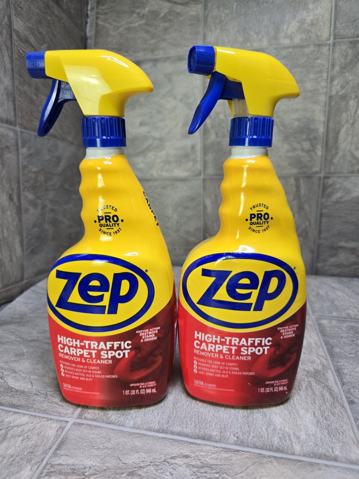 Zep HIGH-TRAFFIC CARPET SPOT Stain Odor Remover and Cleaner 32oz (QTY 2 pack)