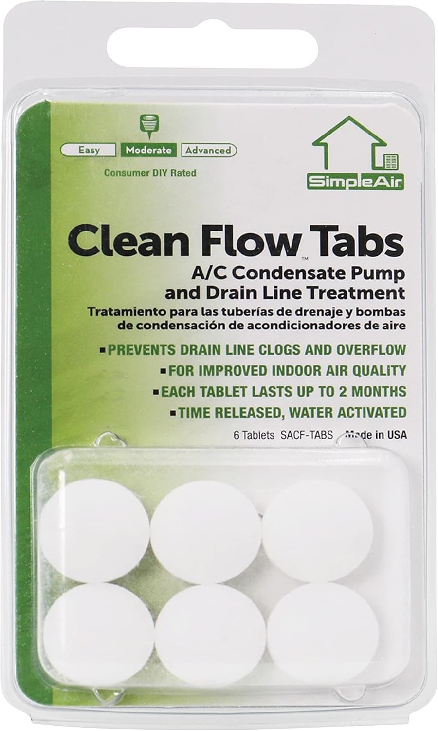 Biodegradable Clean Flow Tabs – 6 Count for Clog-Free HVAC & AC Drain Lines