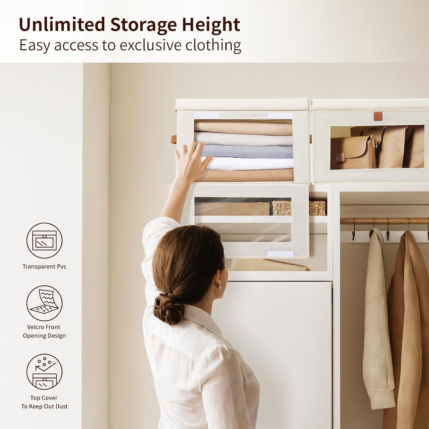 Large Closet Storage Organizer – Clothes Storage Bins with Handles & Window, …
