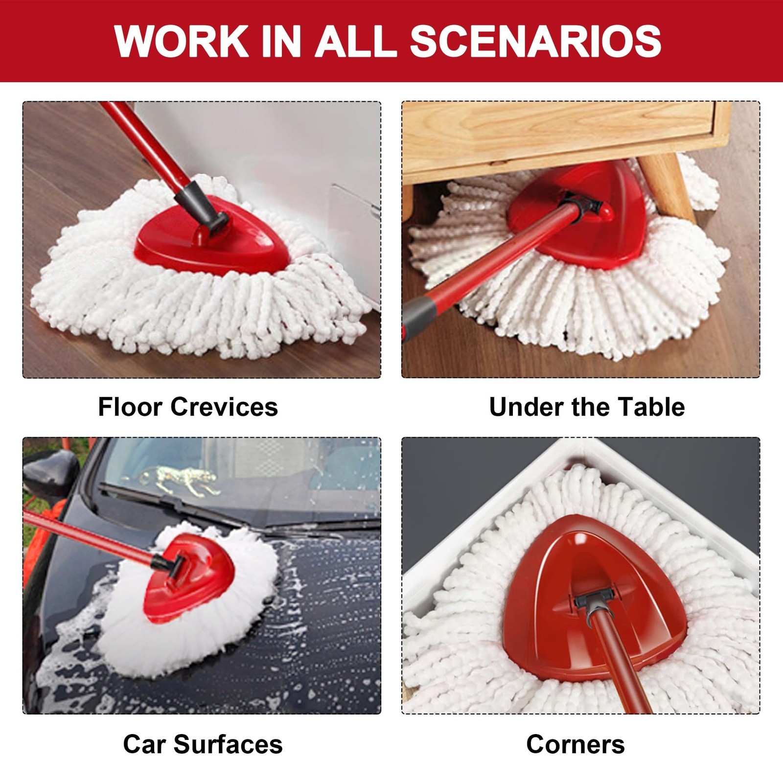 4 Pack Mop Head Replacements for O-Cedar EasyWring Spin Mop NOT RinseClean