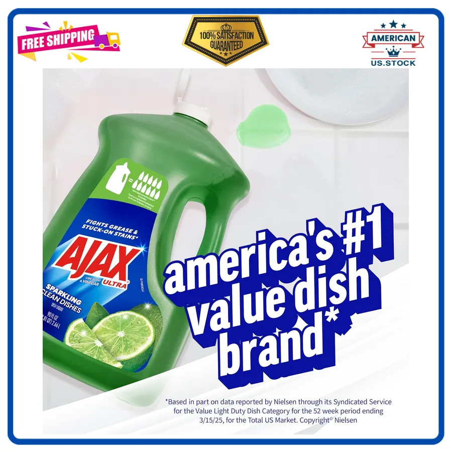 Ajax Ultra Liquid Dish Soap Vinegar and Lime Scent 90 fl oz
