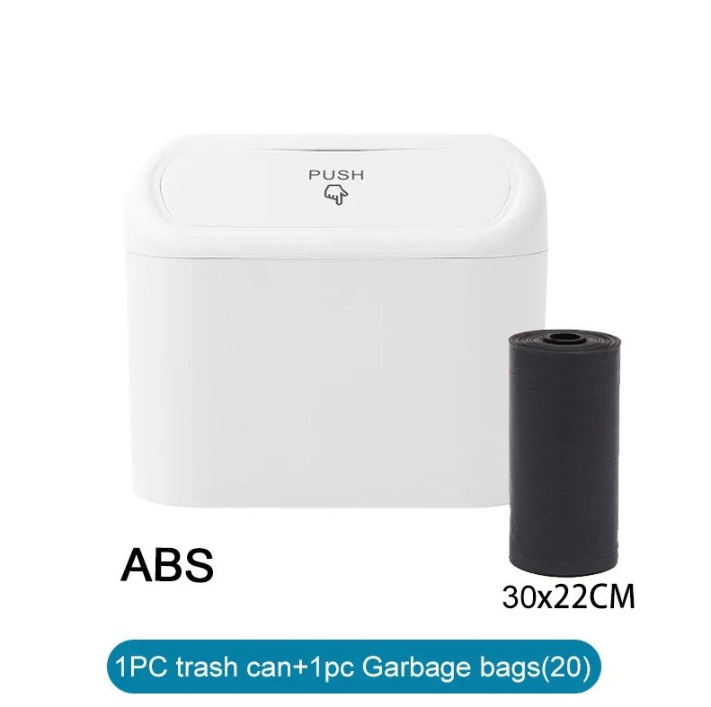 1set Mini Car Trash Can with Lid & Garbage Bags Leak-proof Mini Car Accessories