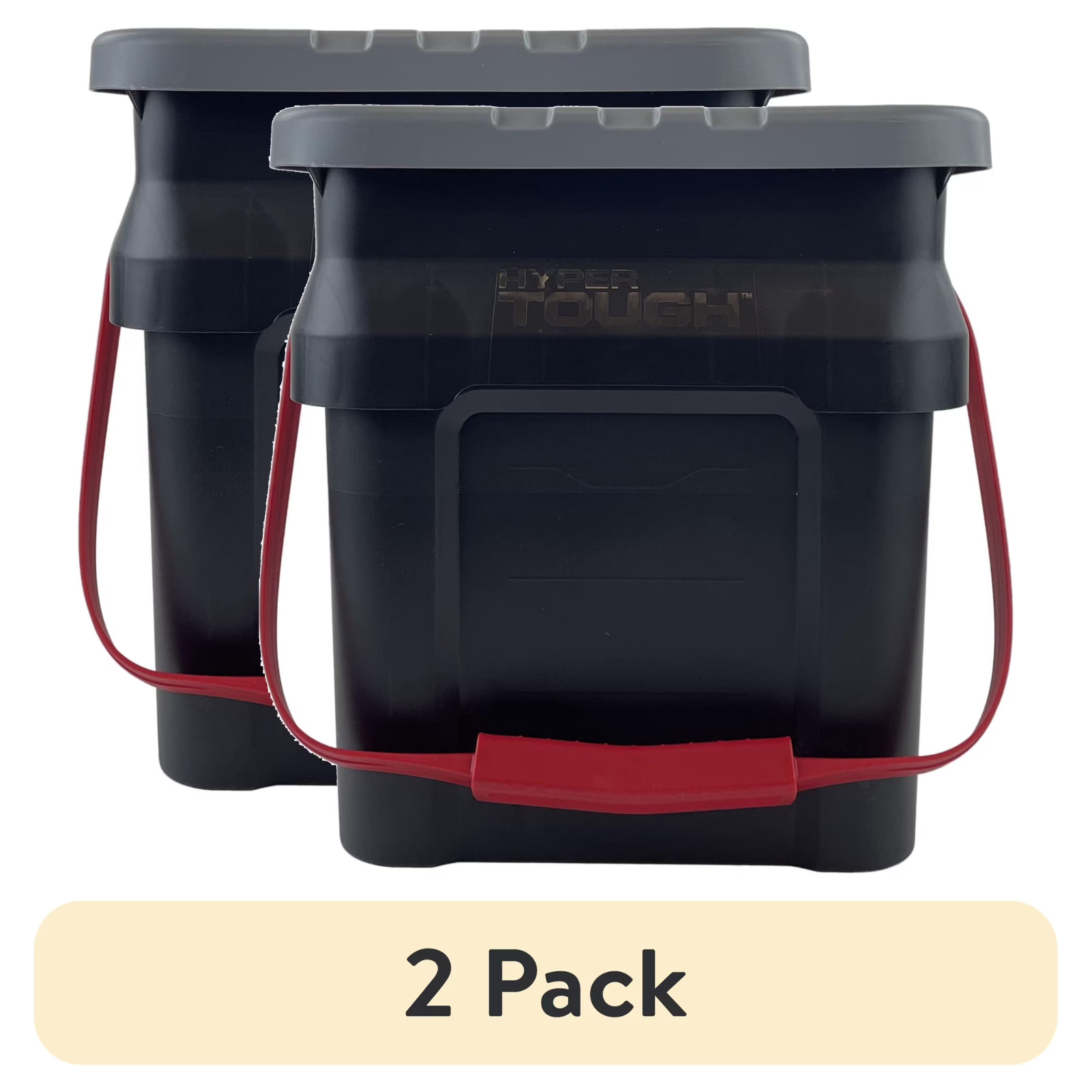 (2 pack) Hyper Tough 5 Gallon Heavy Duty Plastic Material Bucket Tote,Adult