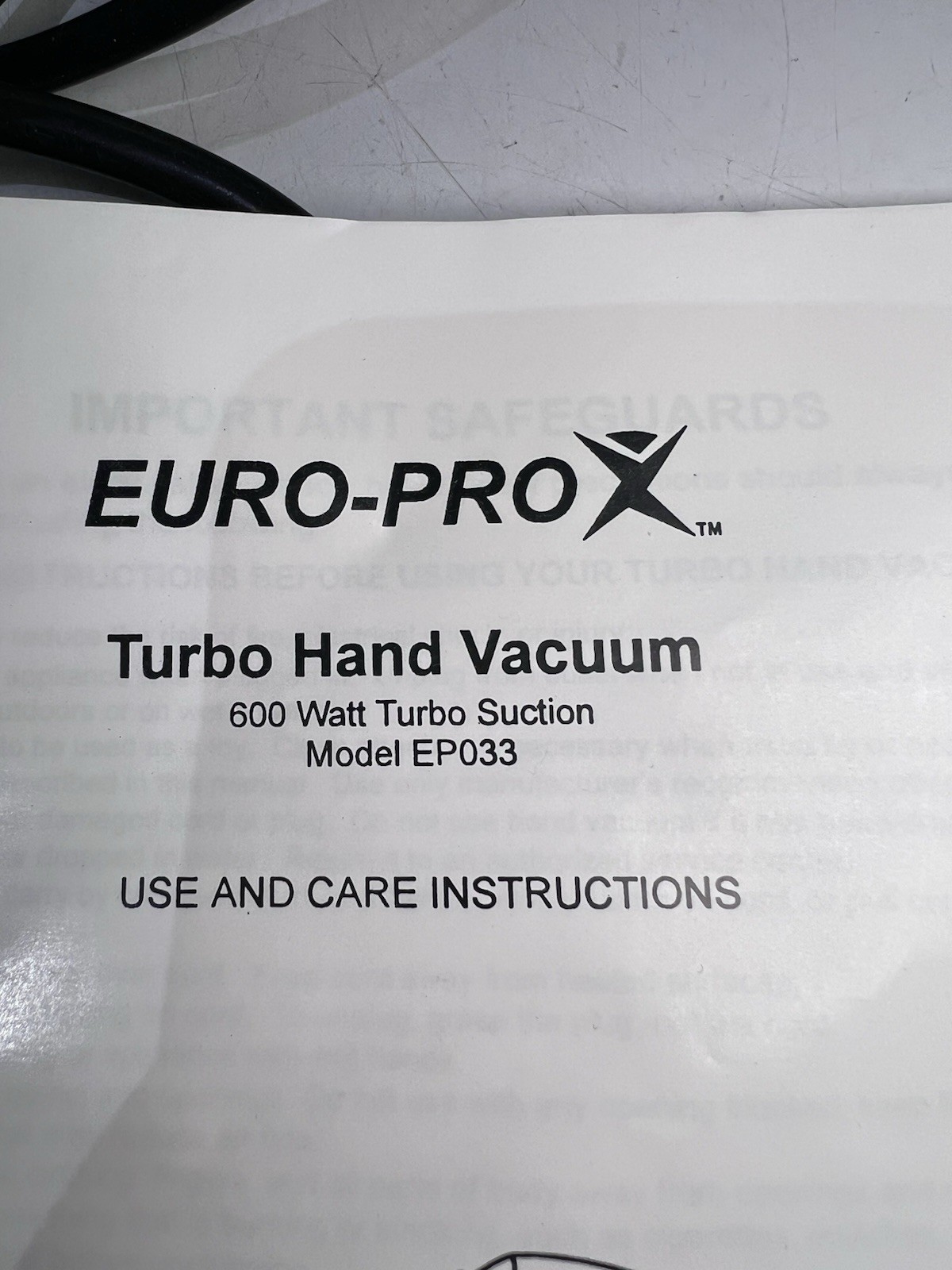 Vintage Shark EP033 Euro-Pro X Turbo Handheld Vacuum 600W Silver Bagless