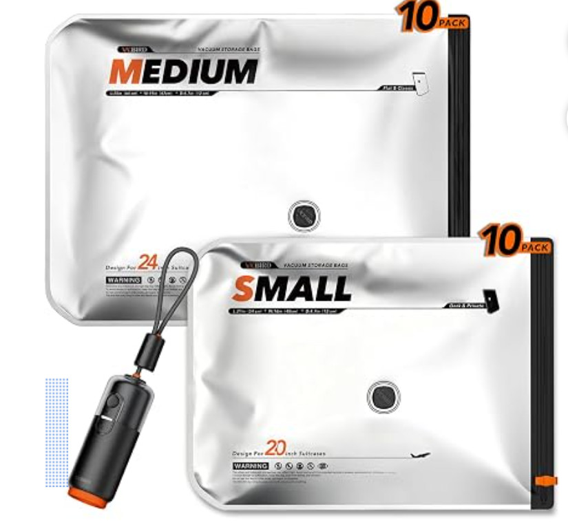 Vacbird Vacuum Bags with Wireless Electric Vacuum Pump / New/ Storage Bags