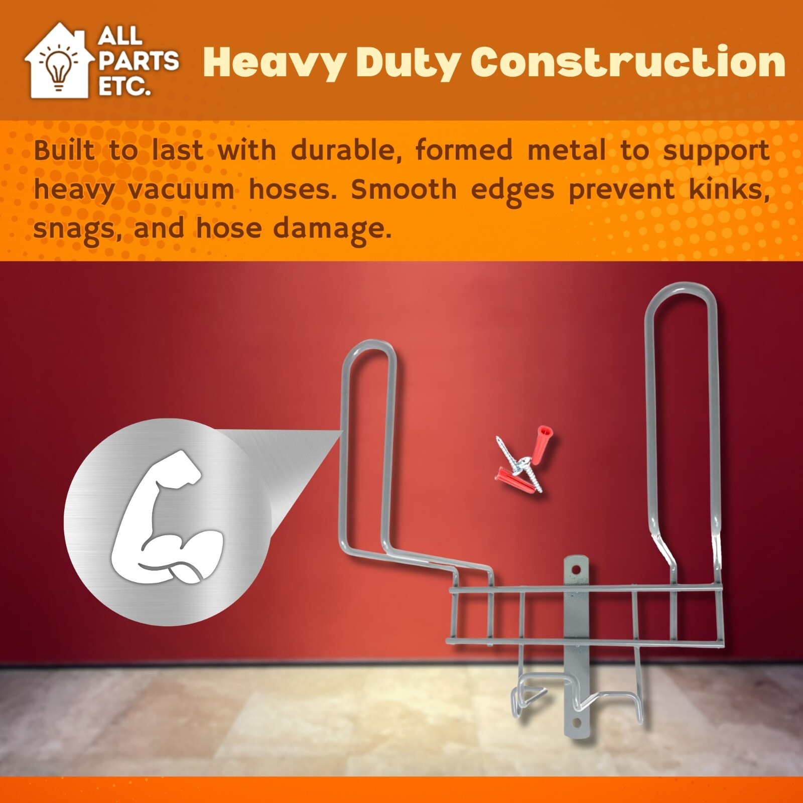 Metal Central Vacuum Hose Hanger Rack – Includes Mounting Screws Beam