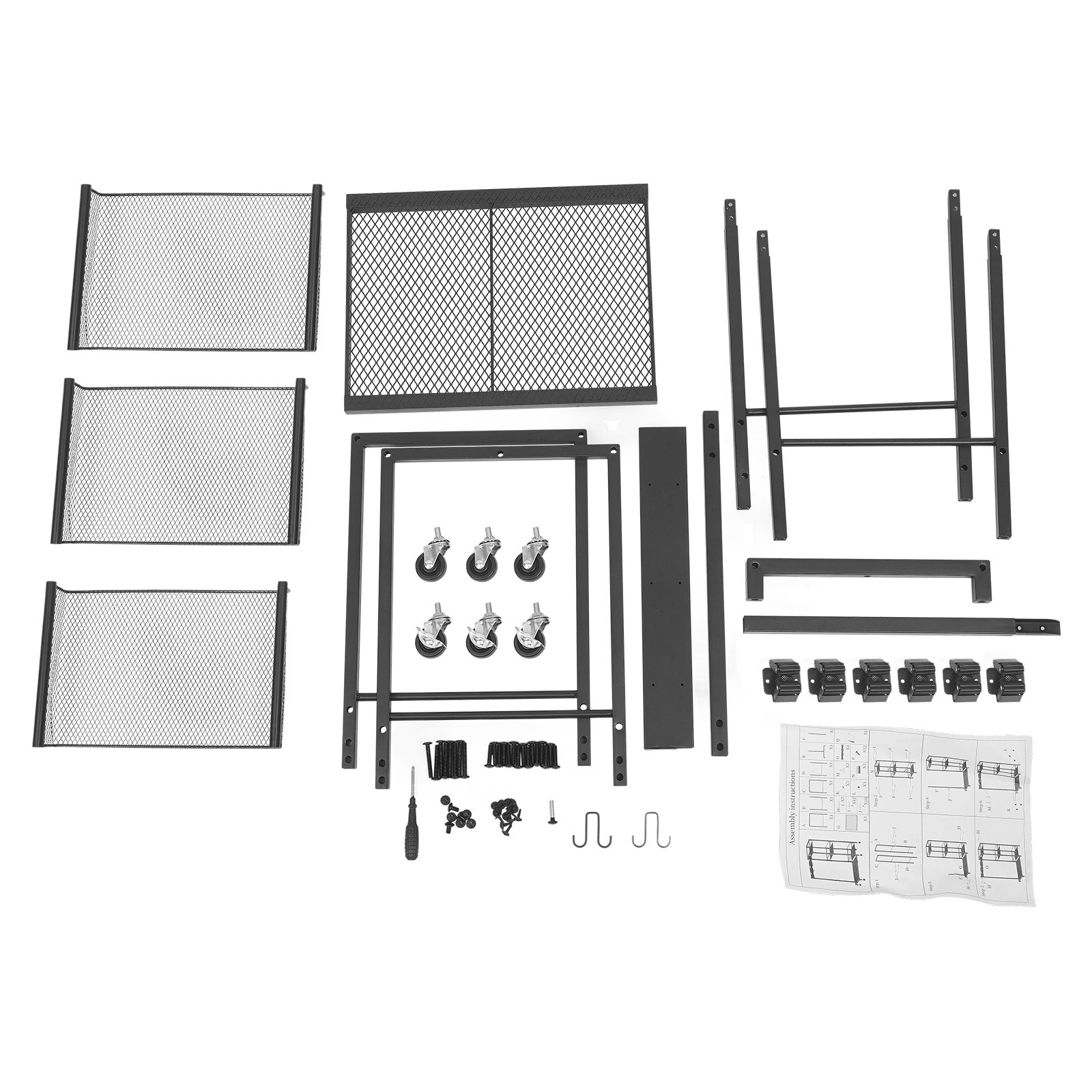 Mobile Cleaning Trolley Cart with Wheels 25.6×11.8×33.5 Inch for Home Office