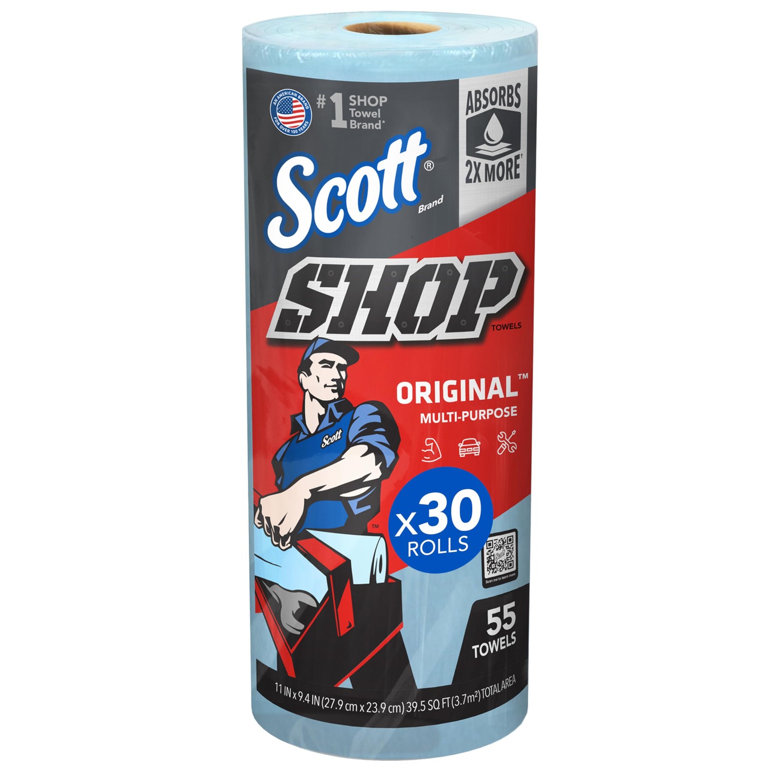 Scott Shop Original Blue Towels (75130), 9.4″x11″ Cloth-like Paper Towel