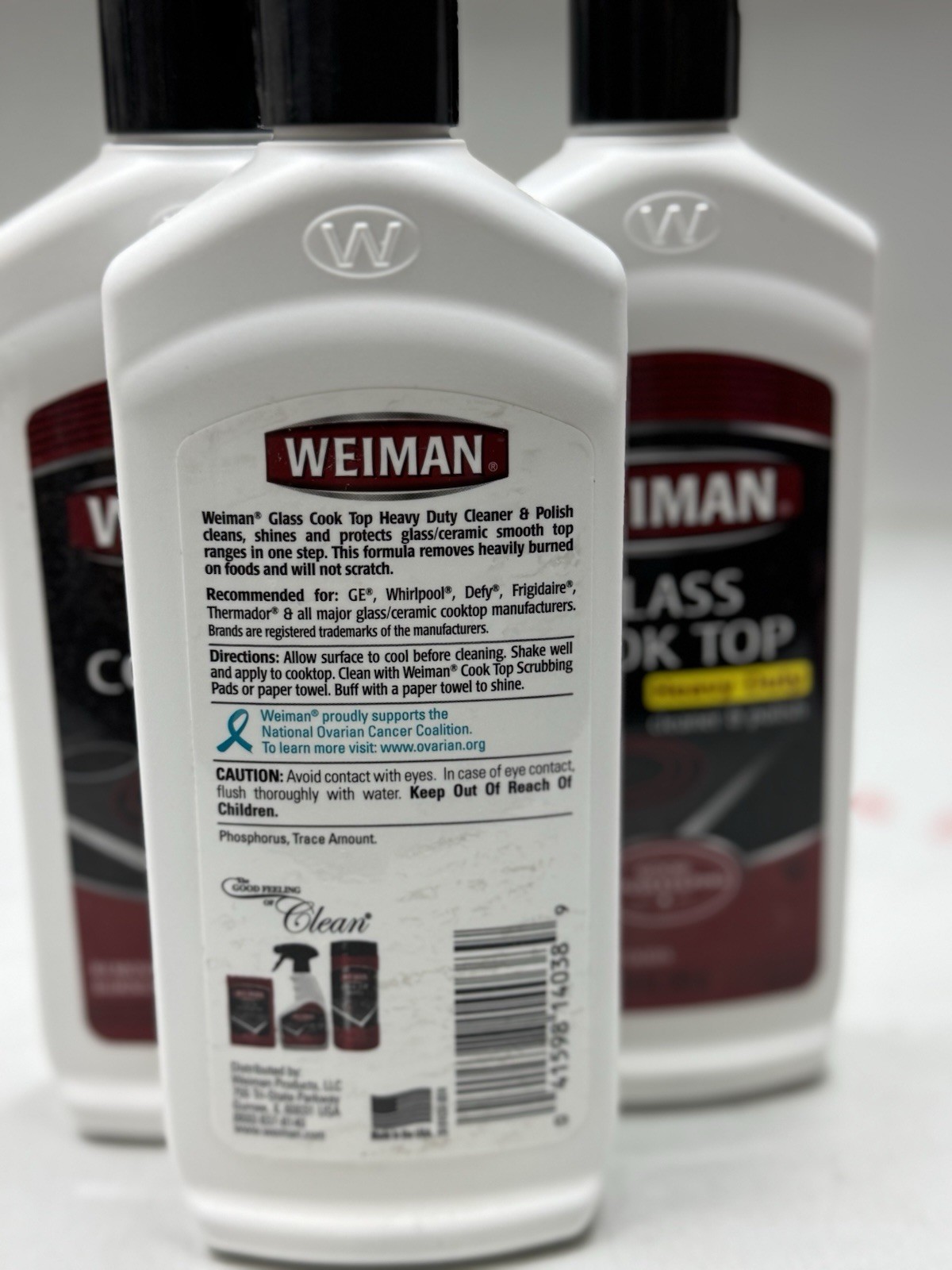 3 weiman glass cook top heavy duty cleaner & polisher 10oz ea