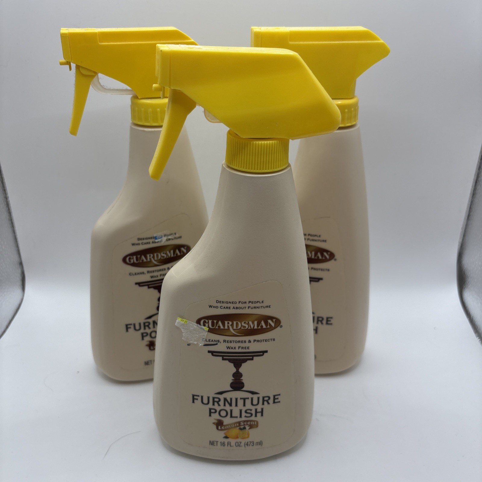 Vtg Set Of 3 Guardsman Furniture Polish 16 oz Lemon Scent Spray 1997 See Weights
