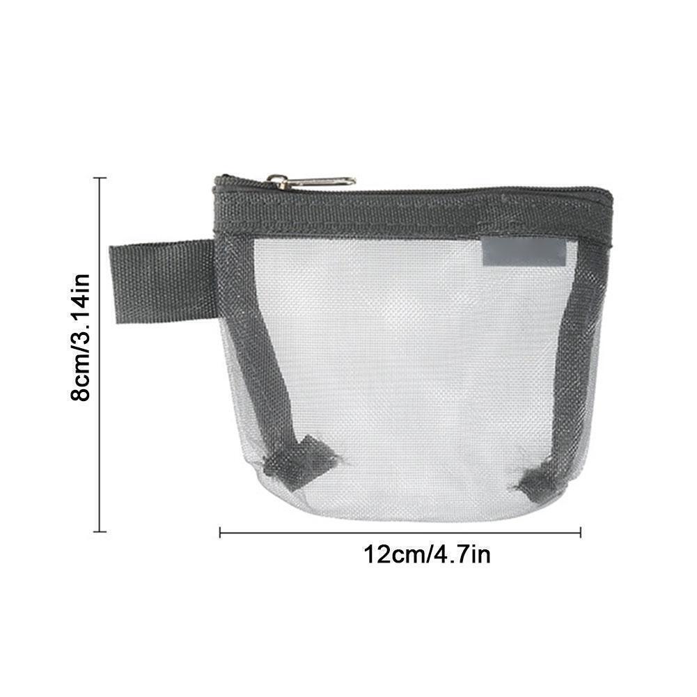 5PC Mesh Transparent Storage Bag Portable Travel Cosmetic Key Coin Zipper Purse