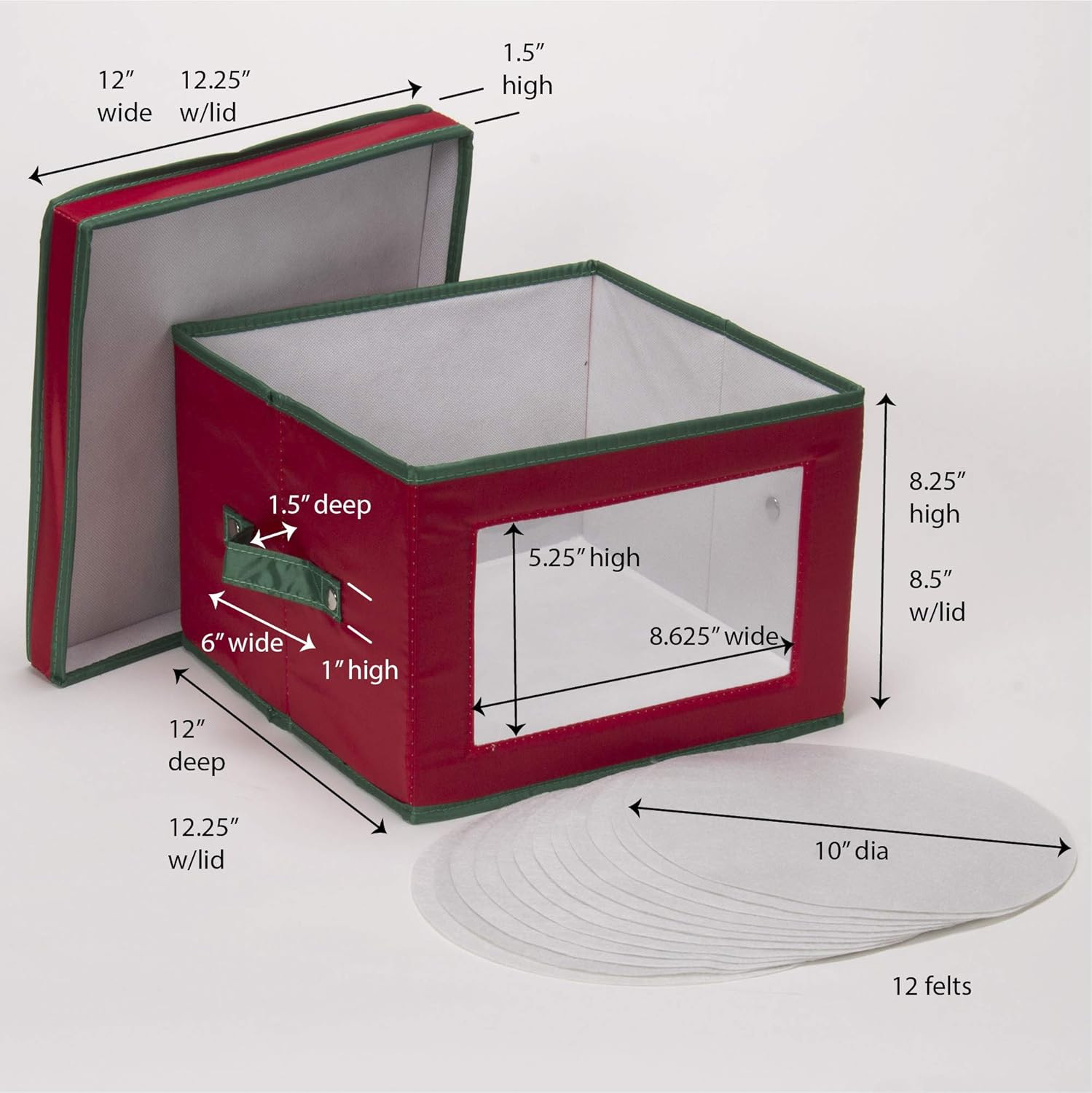 536RED Holiday China Storage Chest with Lid and Handles | Dinner Plate | Red Can
