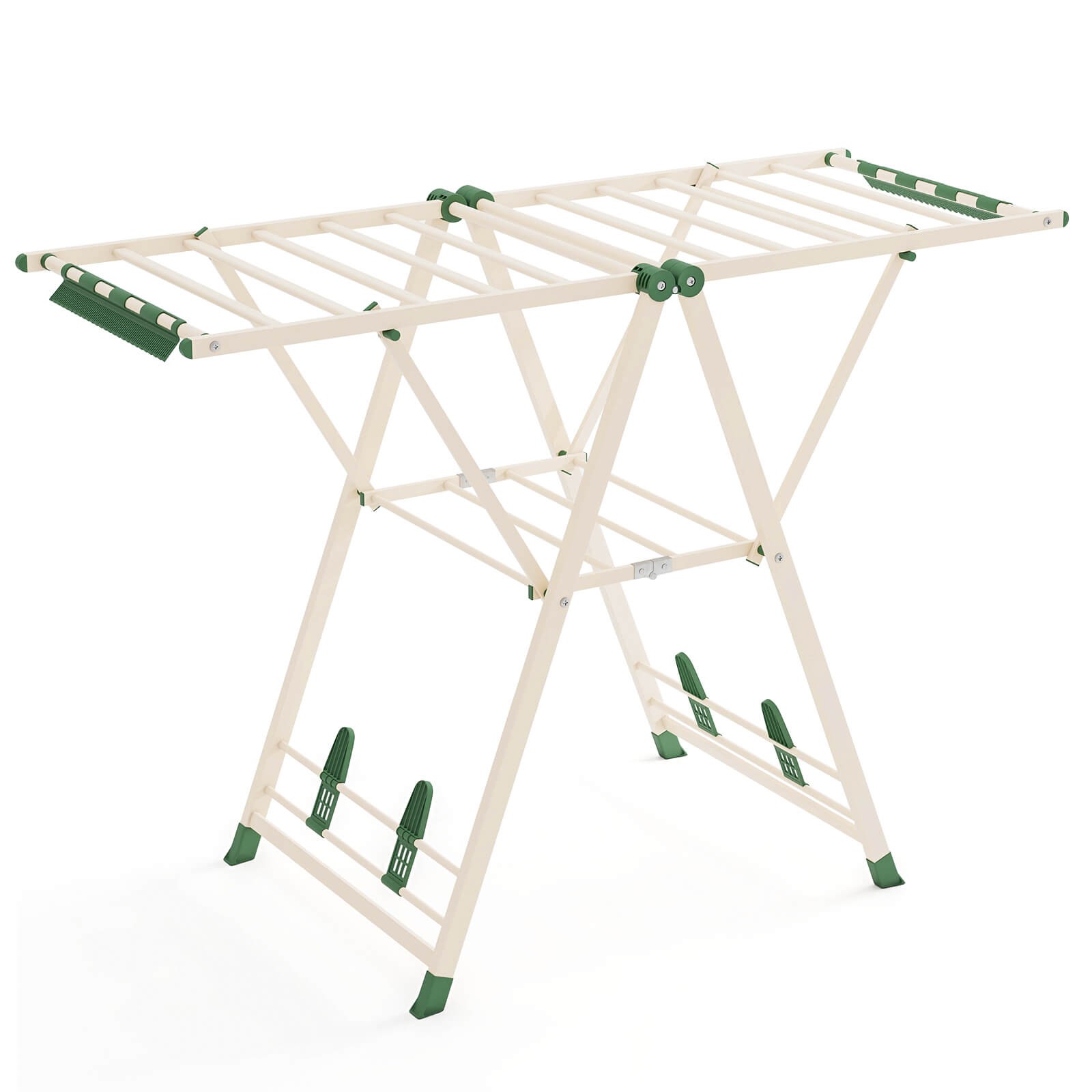 Foldable Metal Laundry Drying Rack w/Height Adjustable Wings, 16 Drying Rails