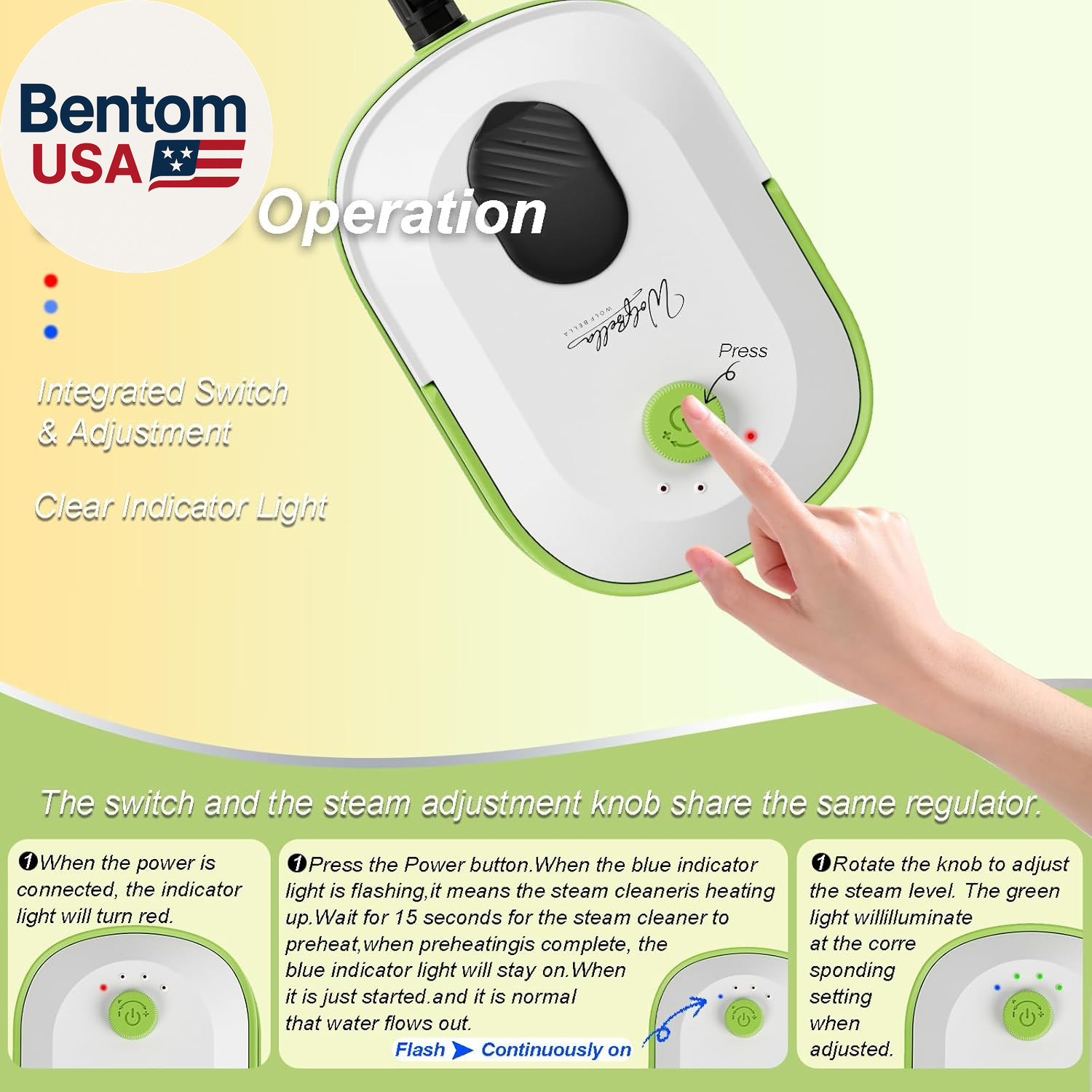 Steam Cleaner,15S Heat-Up,1.4L Tank,Steamer for Cleaning with 10 Pcs Accessories