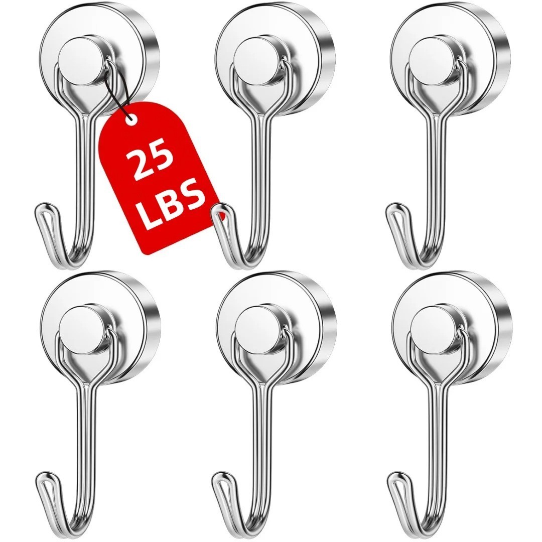 20pcs Heavy-duty Black Magnetic Hooks with Strong Neodymium Hold