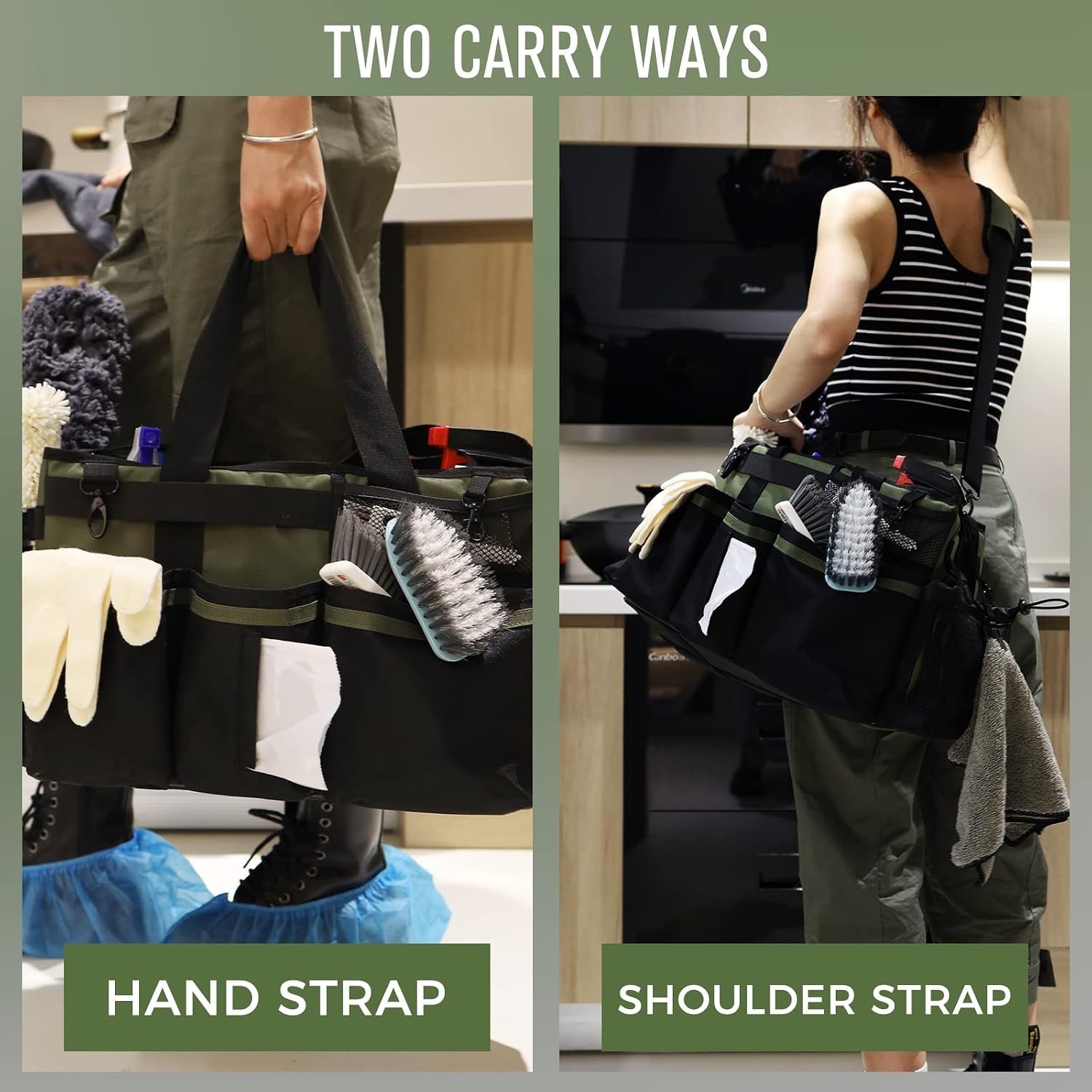 Wearable Cleaning Caddy Organizer with Handle & Shoulder Straps for Housekeep…