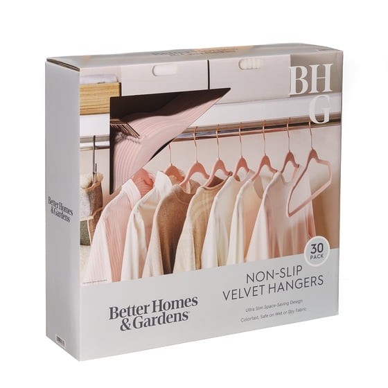 Velvet Adult Clothing Hangers, Pink, Non-Slip, Space Saving 30 Count