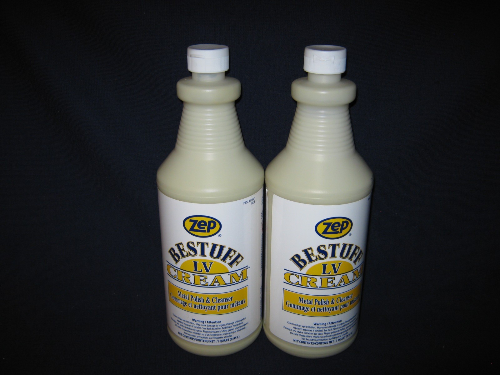 TWO {2} ZEP BESTUFF LV CREAM QT METAL POLISH & BATHROOM CLEANER-FREE SHIP-BIN 4
