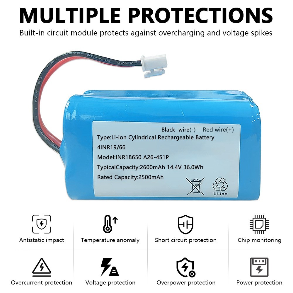 RVBAT850 Li-ion Battery for Shark ION Robot Vacuum RV1001AE R75 2-Prong