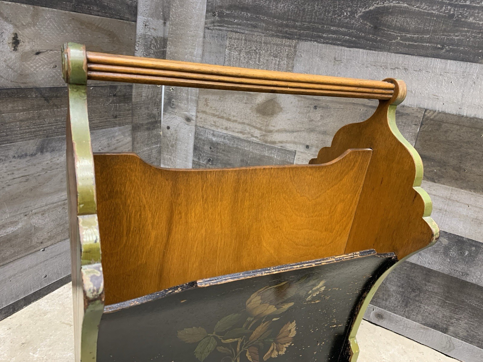 Vtg Art Nouveau Magazine Rack Florentine Footed Stand Wood Record Case Antique