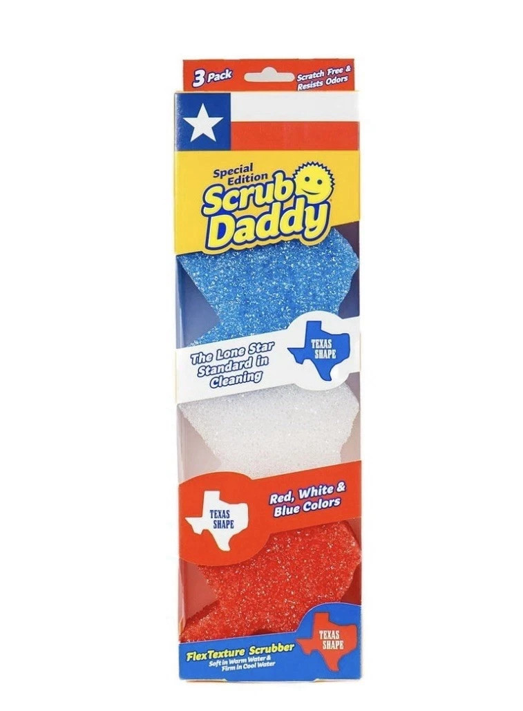 Scrub Daddy Texas Shape FlexTexture Scrubber Sponge 3 Pack Special Edition New