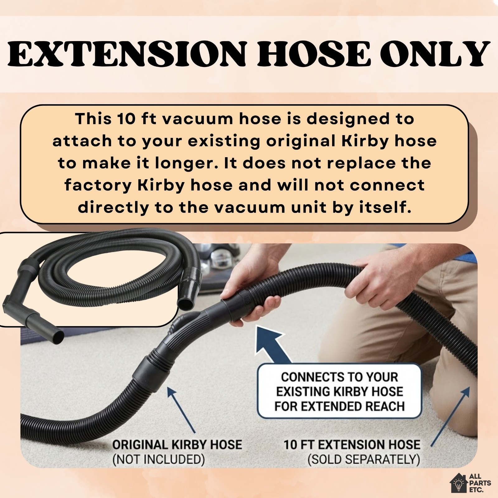 10 ft Vacuum Hose for Kirby Vacuum G3/G4/G5/G6 Ultimate G Diamond Sentria Avalir