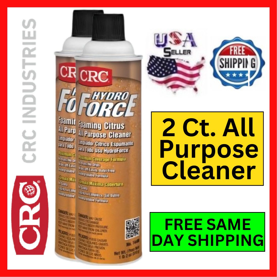 CRC 14400 Citrus Foam 2ct All Purpose Cleaner Degreaser Spray Non-Flammable 18oz