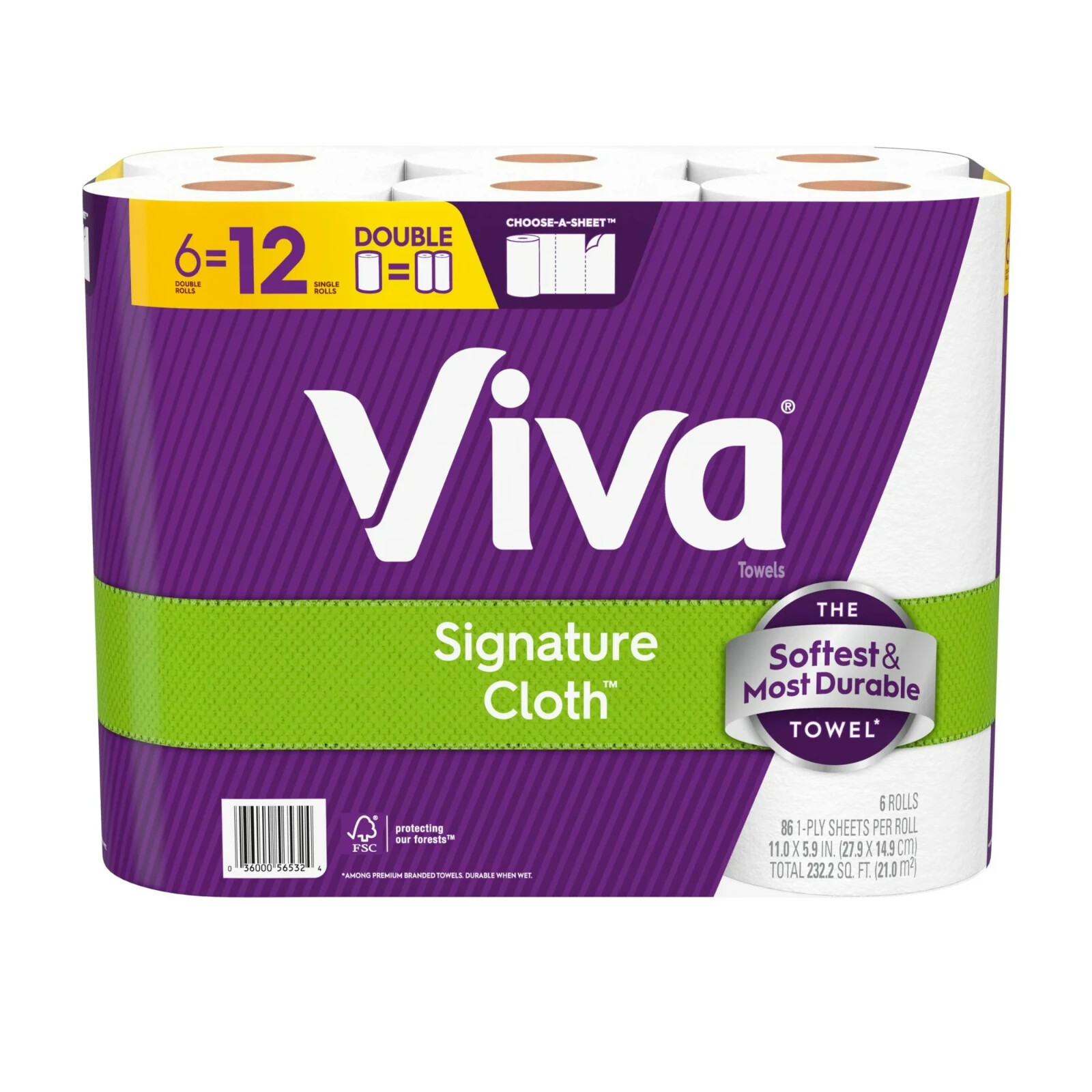 Viva Signature Cloth Paper Towels, 6 Double Rolls