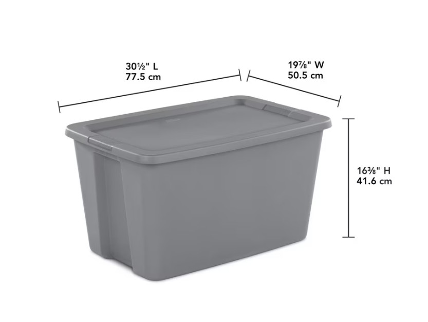 Sterilite 30 Gal Storage Bin w/ Lid Gray Heavy Duty Plastic Container Large