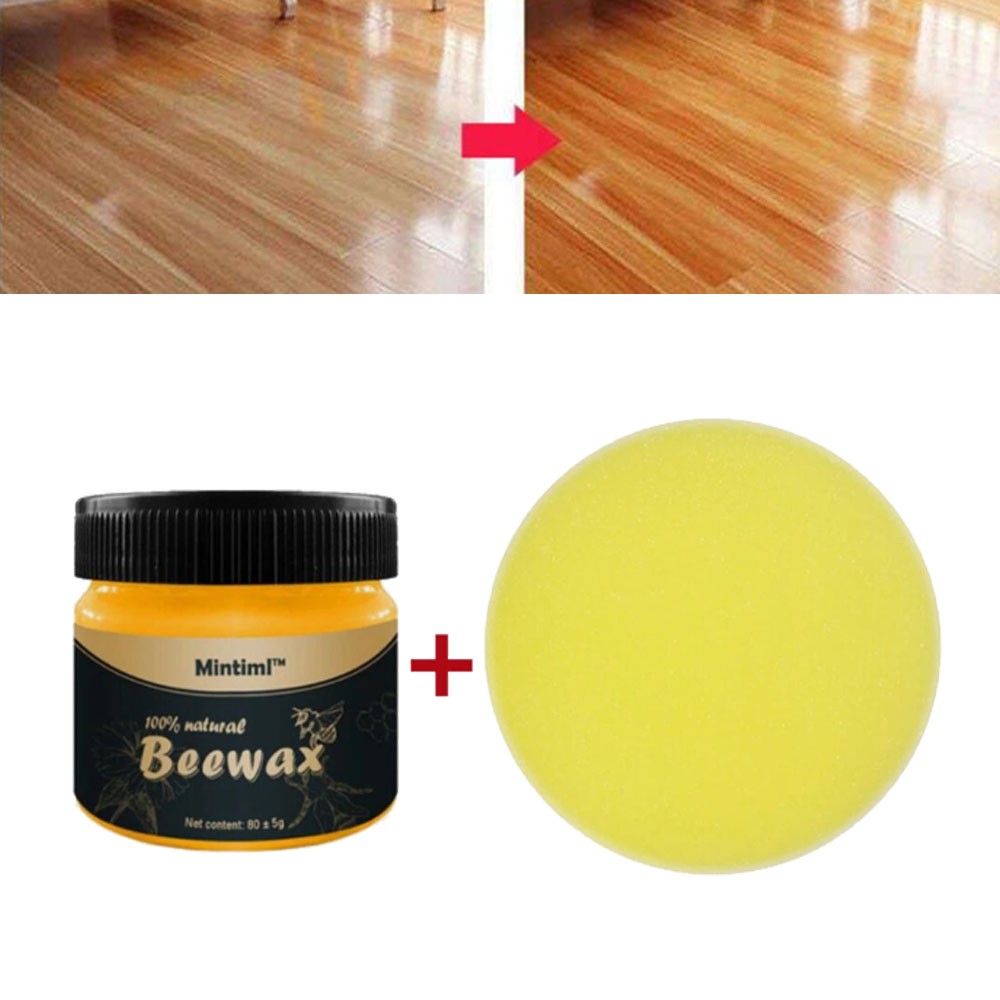Beeswax Polish Conditioner for Wood Furniture Restorer Wood Wax with Sponges