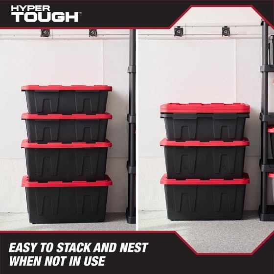 17 Gallon Medium Storage Bin with Snap Lid, Black and Red