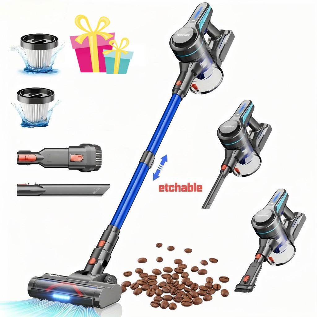 50Kpa Cordless Vacuum Cleaner 8-in-1 50min Stick Lightweigh Rechargeble Home