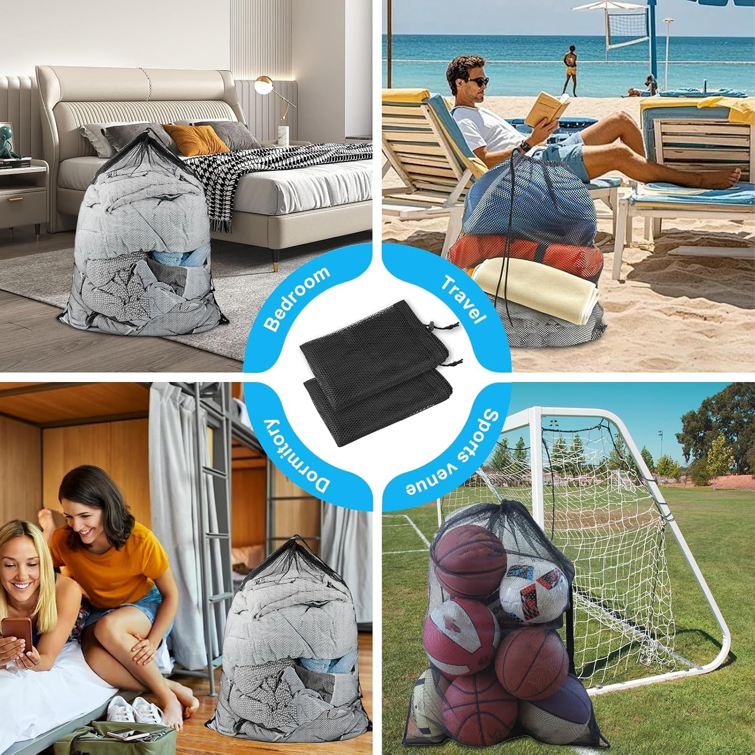 2 Pack Large Mesh Laundry Bags, 24 x 36 Heavy Duty Strong Drawstring Dirty Cl