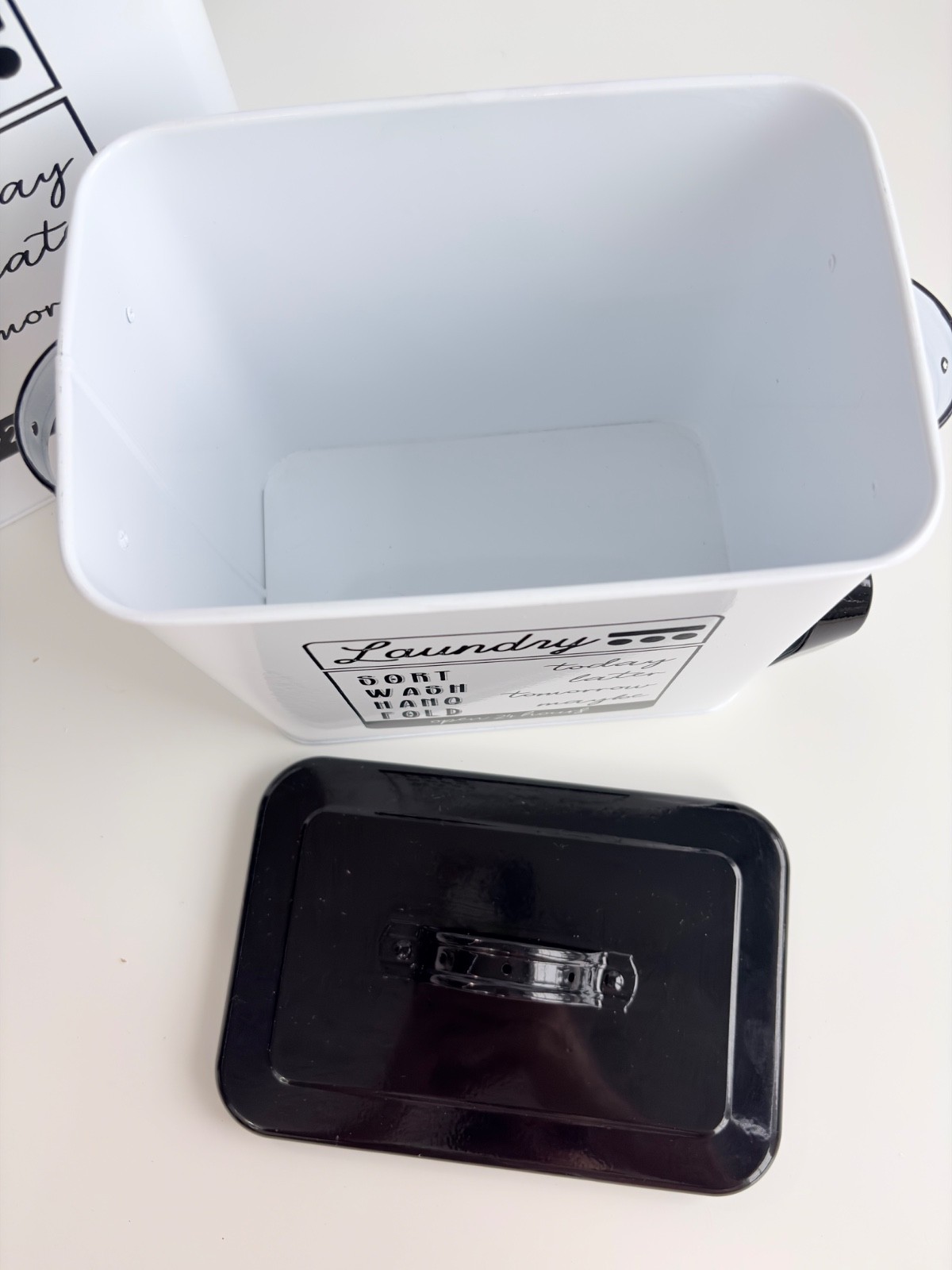 Decor Steals White Black Laundry Detergent Powder Storage Tin Boxes With Scoops