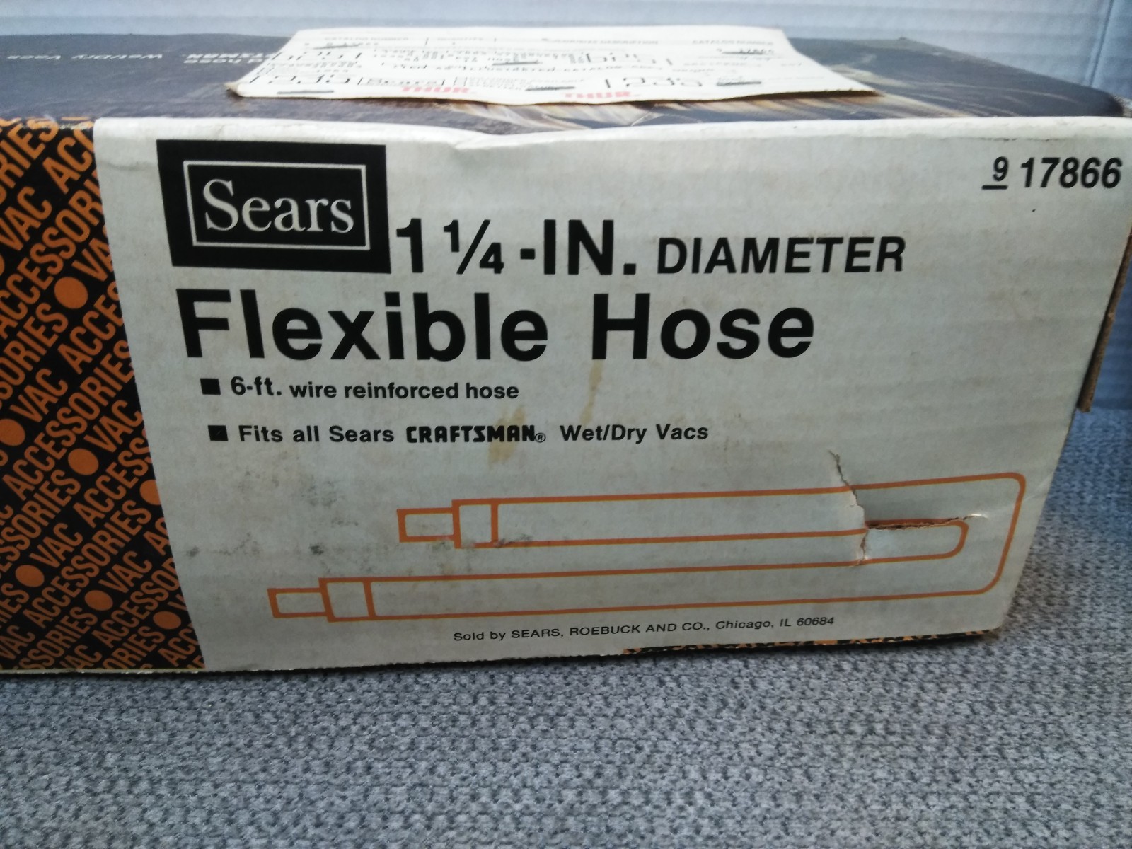 VTG.SEARS 1.1/4” DIAMETER 6FT FLEXIBLE HOSE, FITS SEARS/CRAFTSMAN WET/DRY VACS