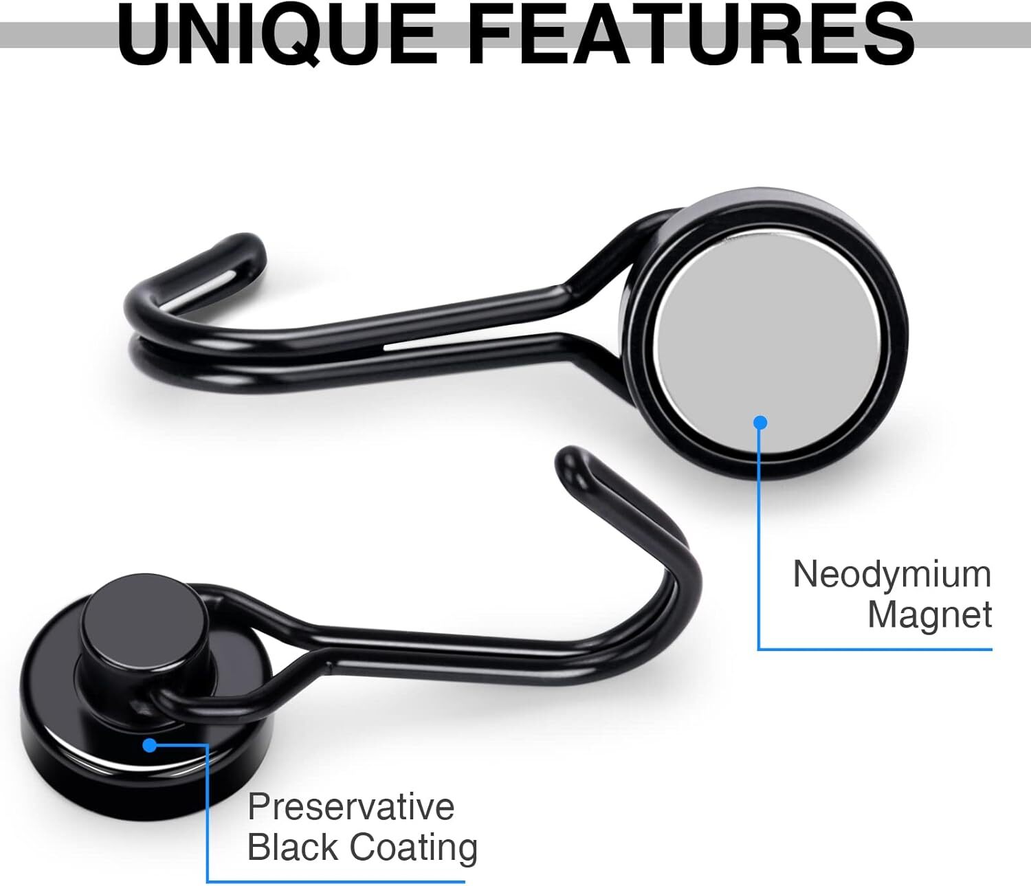 10Pcs Black Swivel Swing Magnetic Hooks 30Lbs for Refrigerator Grill Key Holder