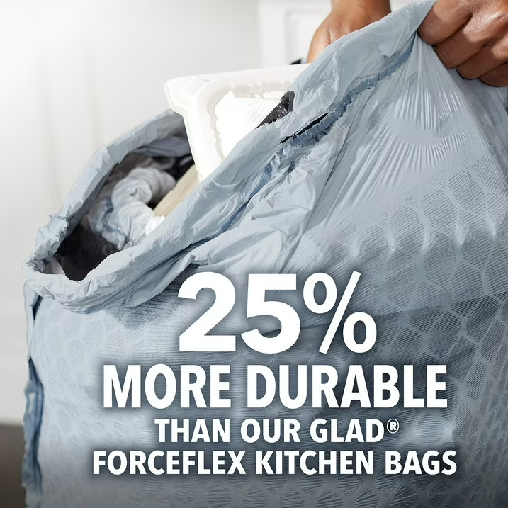 Glad ForceFlex Tall Kitchen Trash Bags With Clorox, Lemon Fresh Bleach Scent 13