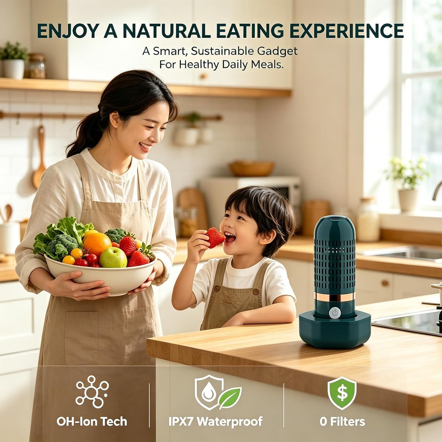Produce Cleaner – Portable OH-ion Fruit & Vegetable Washer, Deep Cleans Produce,