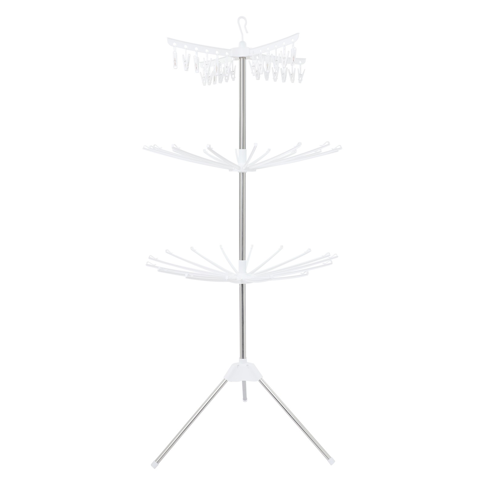 67″ 3-Tier Clothes Drying Rack With 24* Clips Floorstanding Laundry Drying Rack