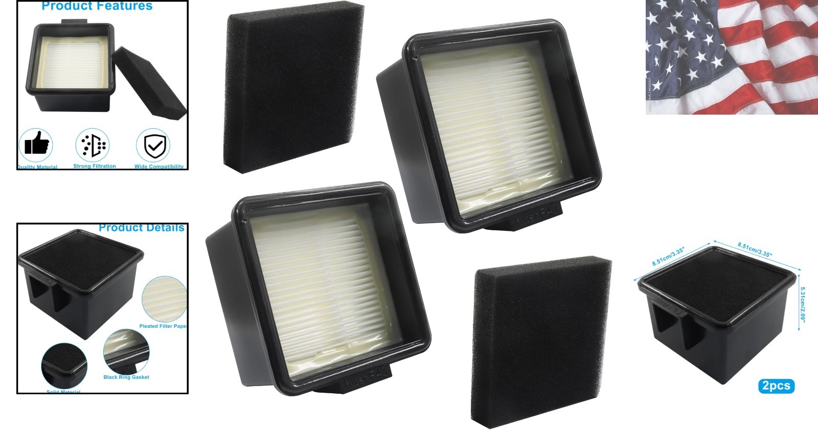 2 Pack HEPA Filter, Compatible Foam Filter Replacement for Easy Lite Cyclonic…
