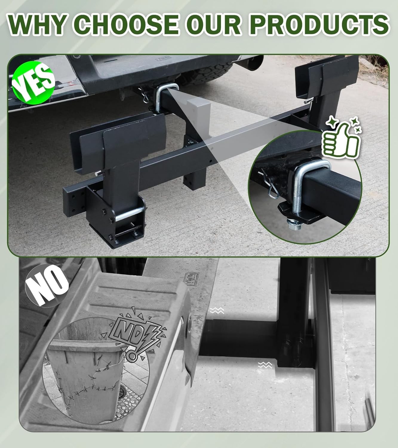 ELITEWILL Dual Trash Can Hauler Can Towing Hitch Carrier with 2″ Hitch Receiver