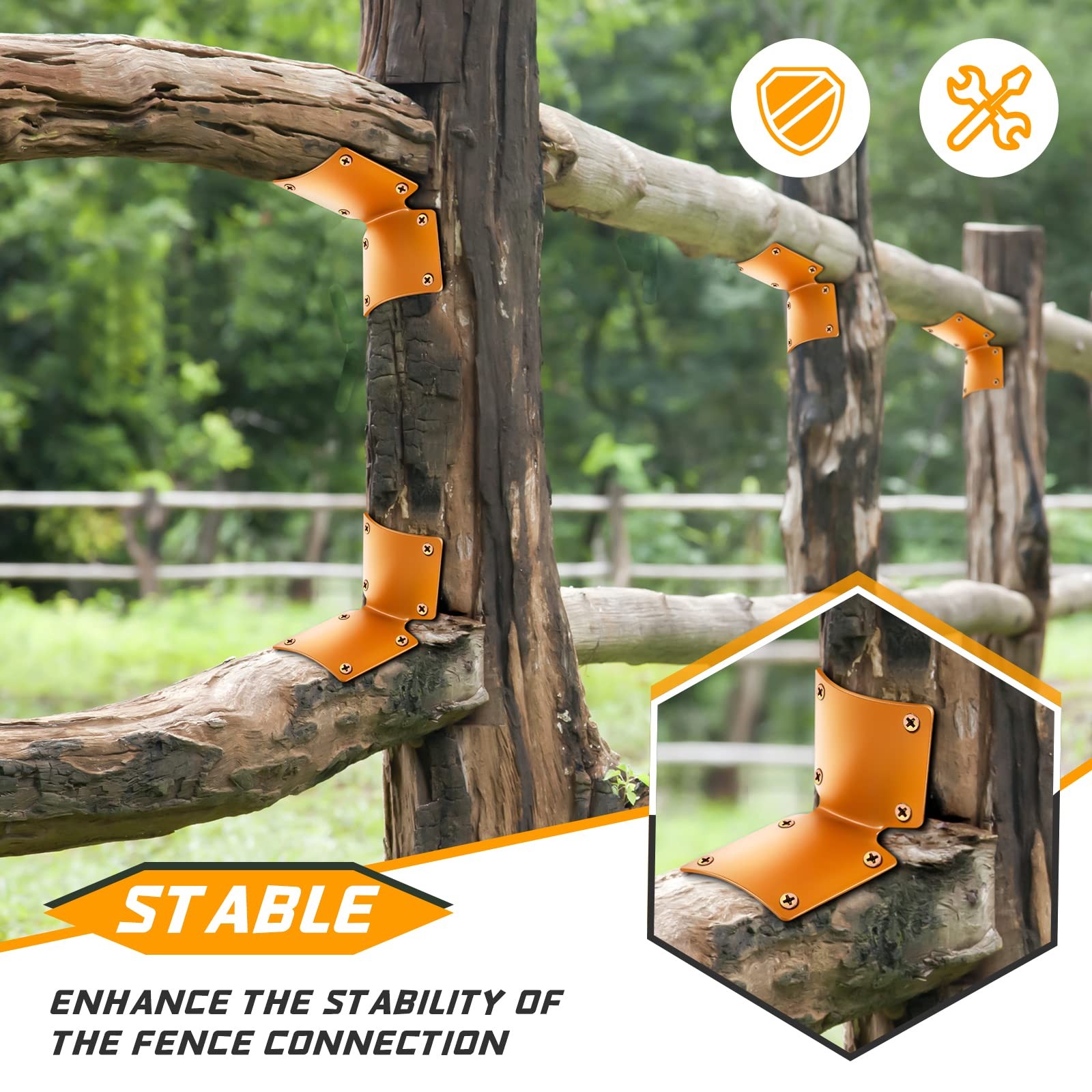20 Pcs Round Post Fence Brackets Metal L for Wood Fence Post Repair Round Rai…