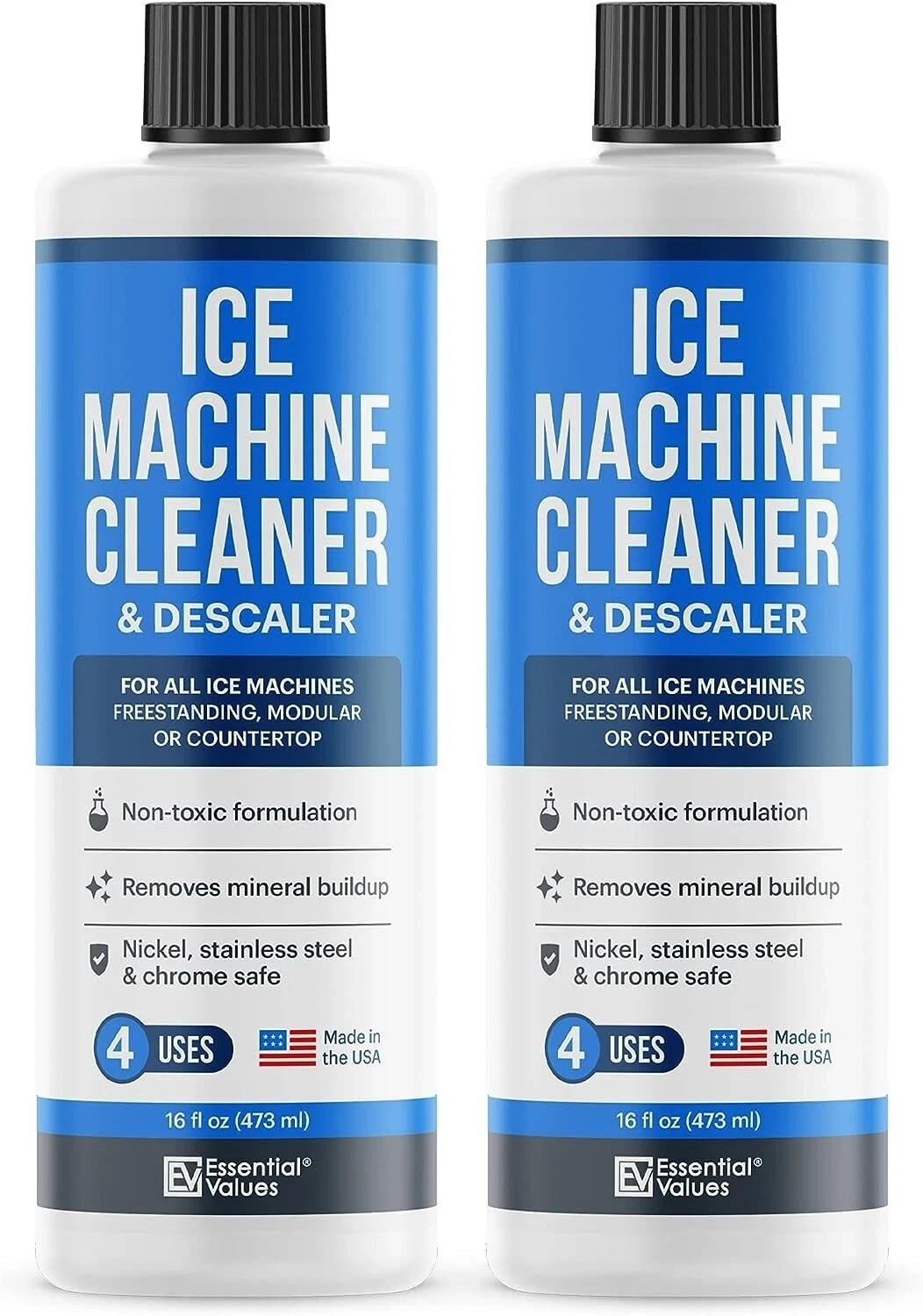 Essential Values Ice Machine Cleaner, Nickel Safe Descaler 2 Pack, 16 fl oz Each