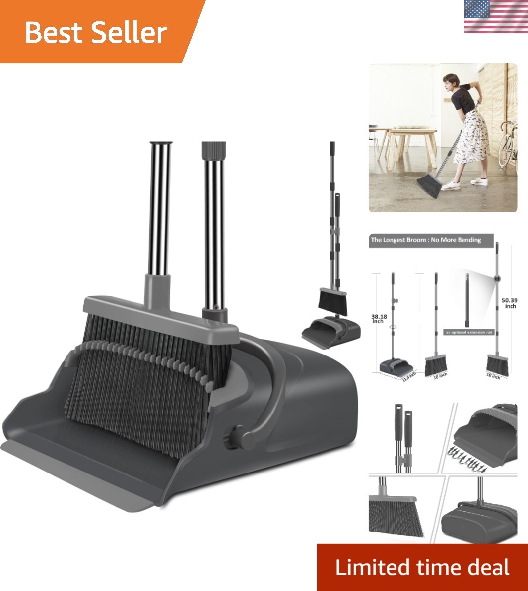 Broom and Dustpan Set for Home, Office, Indoor&Outdoor Sweeping, Stand Up Bro…