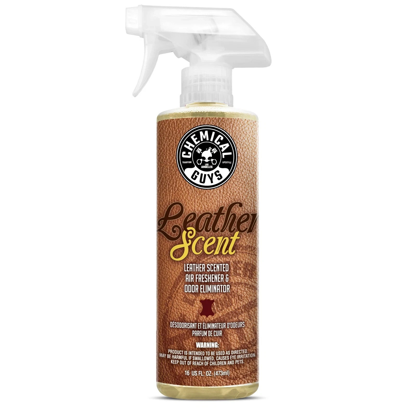 Chemical Guys Leather Scent Premium Air Freshener and Odor Eliminator, 16 Fl Oz